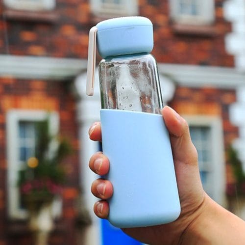 Bouteille d’eau en verre 400 ml (Bleu)