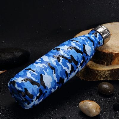 Gourde inox isotherme sans BPA réutilisable Camouflage bleu 500 ml